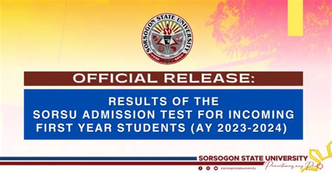 SorSU releases Admission Test result for Incoming First year students.